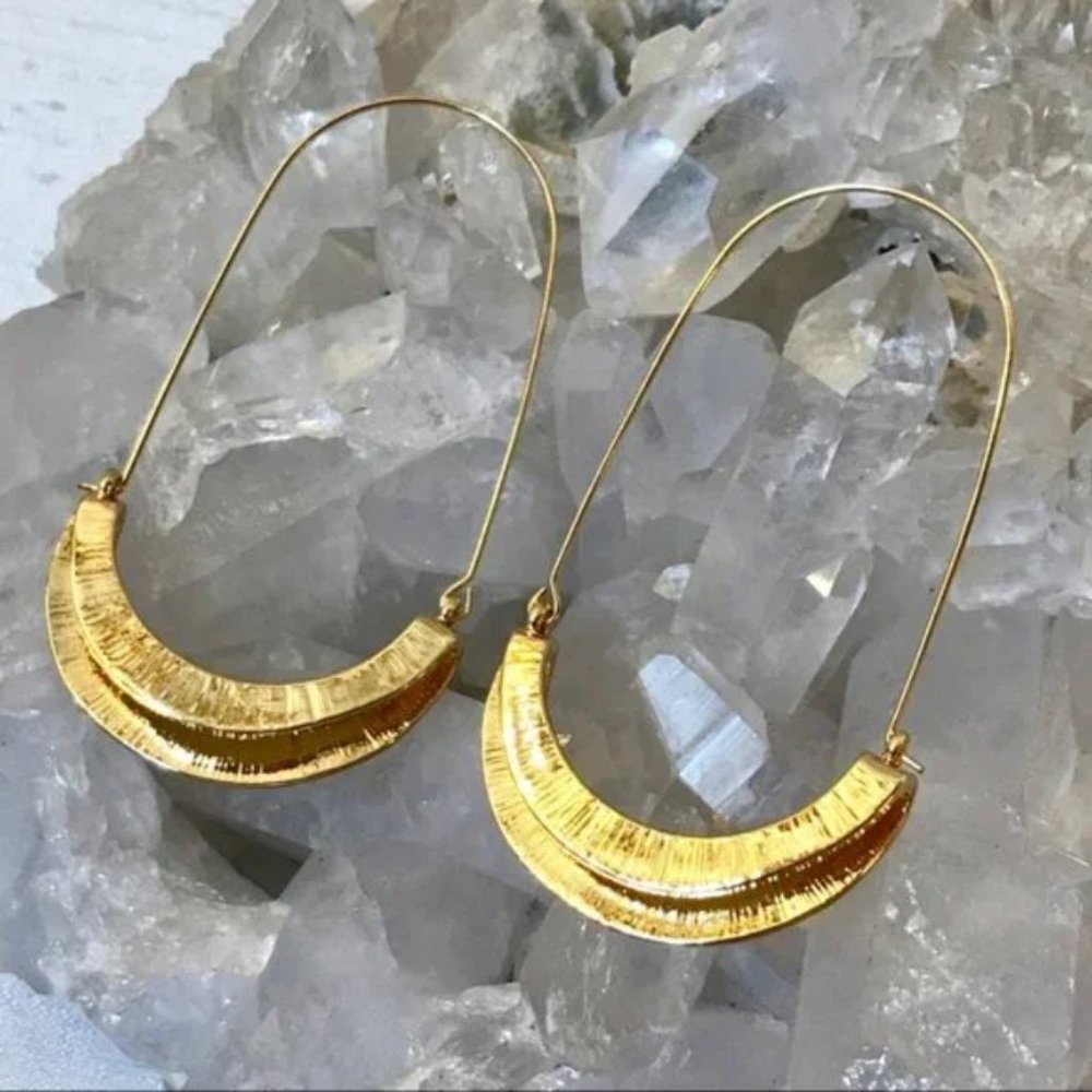 New! Anthropologie Gold Hoop Earrings - Picture 3 of 7